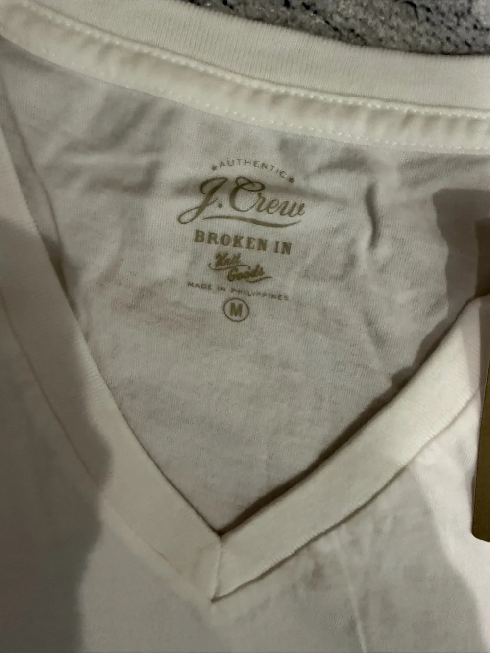 J. Crew Men's White V-Neck Short Sleeve Tee